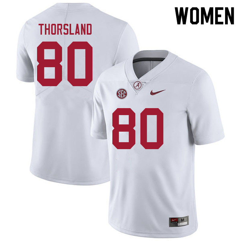 Women #80 Adam Thorsland Alabama Crimson Tide College Football Jerseys Sale-White